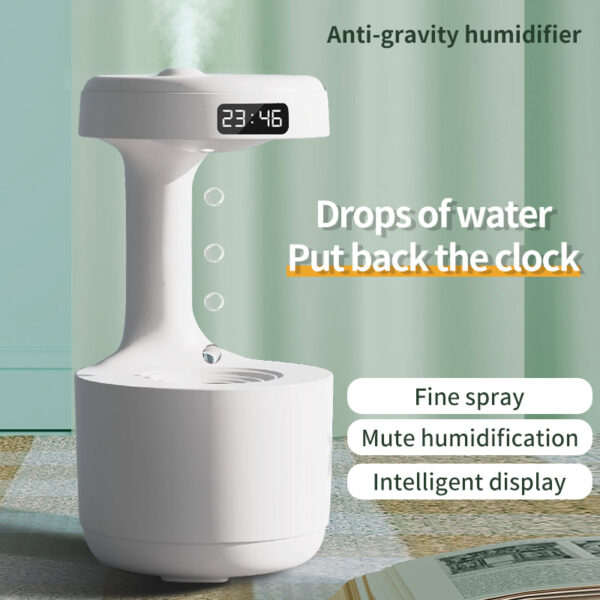 Bedroom Anti-Gravity Humidifier With Clock Water Drop Backflow Aroma Diffuser Large Capacity Office Bedroom Mute Heavy Fog Household Sprayer - Image 5