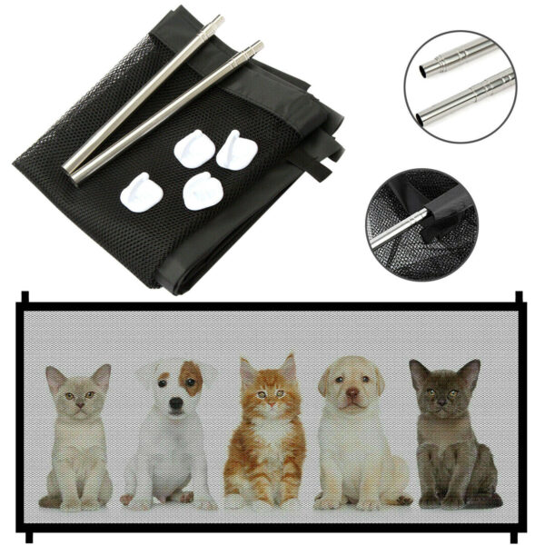 Pets Dog Cat Baby Safety Gate Mesh Fence Magic Portable Guard Net Stairs Doors - Image 9