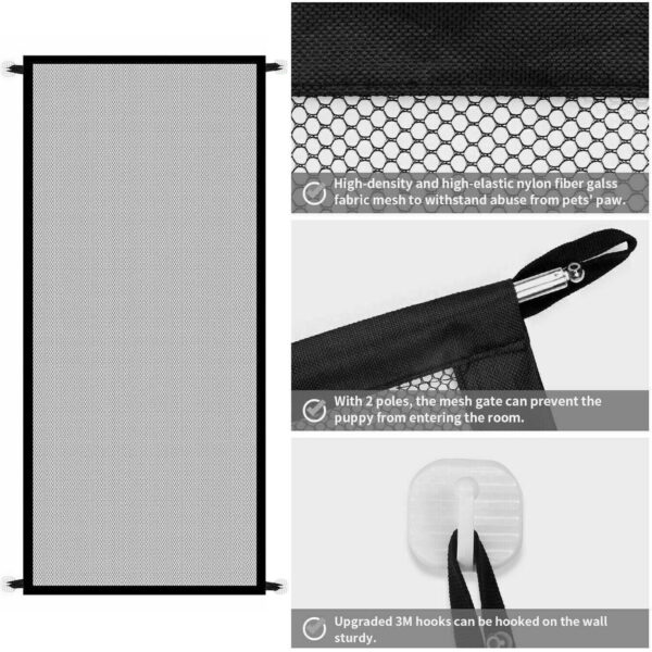 Pets Dog Cat Baby Safety Gate Mesh Fence Magic Portable Guard Net Stairs Doors - Image 2