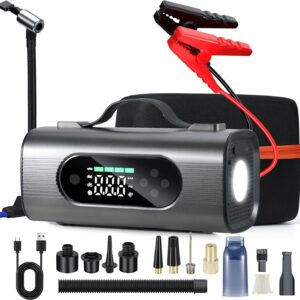 Newest 8 In 1 Portable Car Battery Starter With Air Compressor, Car  Wireless Vacuum Cleaner 150PSI Car Battery Starter 12V With Large LCD Display