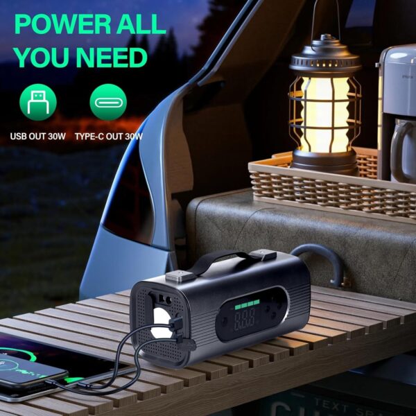 Newest 8 In 1 Portable Car Battery Starter With Air Compressor, Car  Wireless Vacuum Cleaner 150PSI Car Battery Starter 12V With Large LCD Display - Image 4